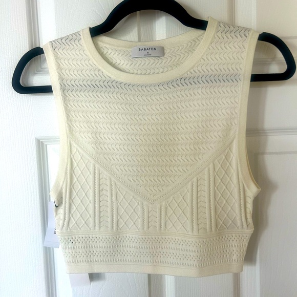 Babaton aritzia pointelle knit tank white new e space crop top - Picture 2 of 6